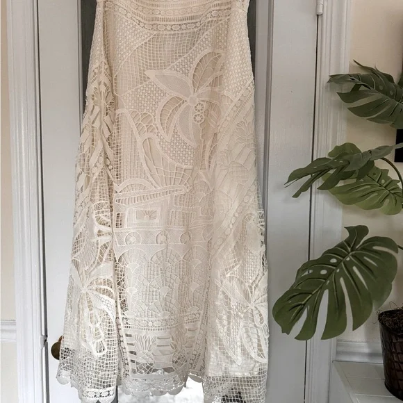 FARM Rio White Lace Guipure Midi Skirt - Picture 10 of 16